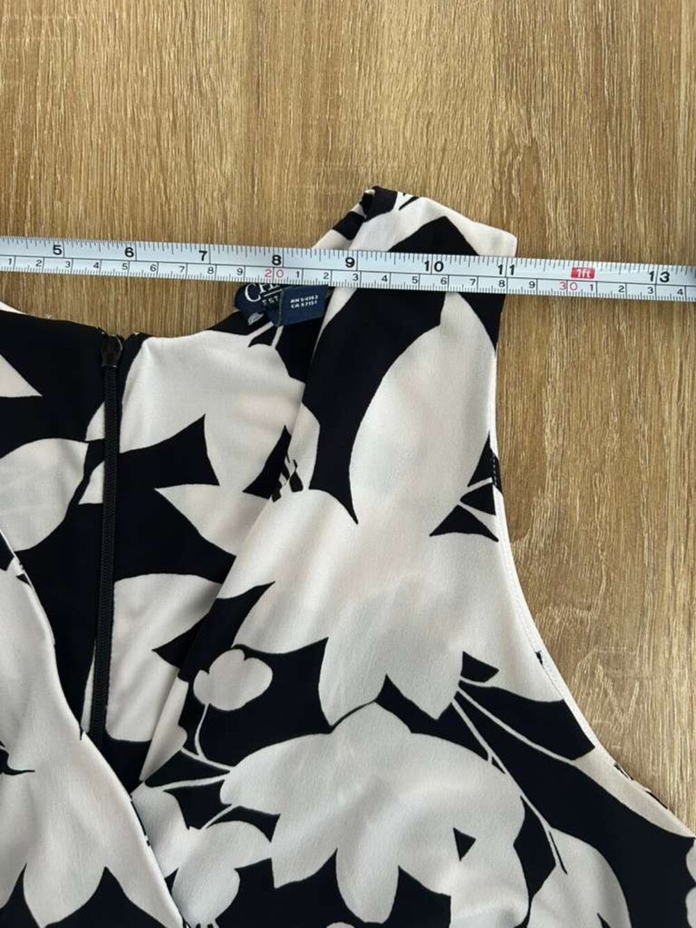 CHAPS Black White Floral Maxi Dress Size 10 Stretch Formal Wedding Guest - Picture 6 of 15